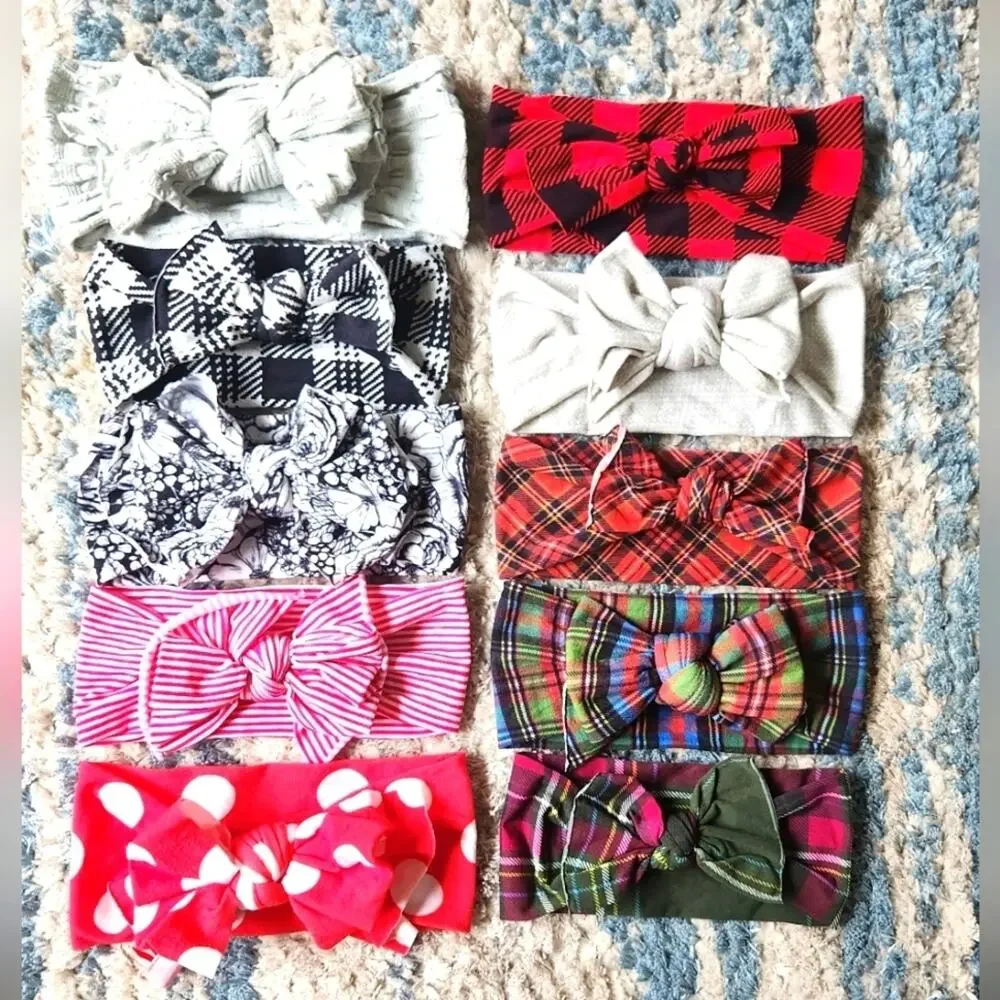 Baby Bling Headbands Winter Holiday Prints Colors || Set of 10 EUC